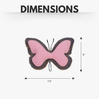 Butterfly-shaped canvas and jute dog chew toy