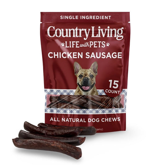 Soft chewy chicken sausage dog treats for training and rewards