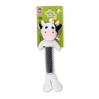 Black and white cow corduroy plush squeaky dog toy