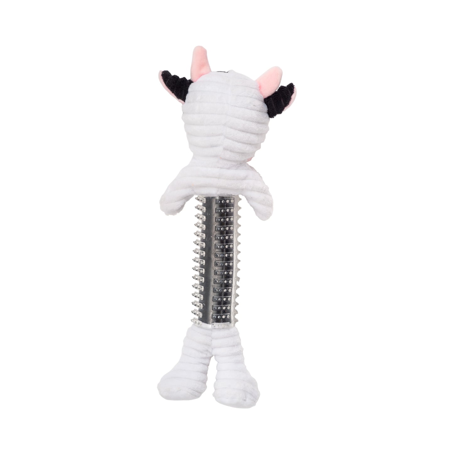 Black and white cow corduroy plush squeaky dog toy