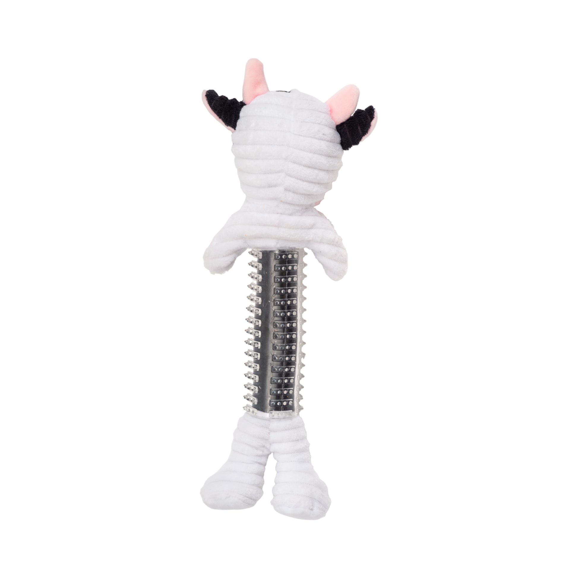 Black and white cow corduroy plush squeaky dog toy