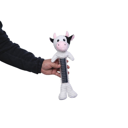 Black and white cow corduroy plush squeaky dog toy