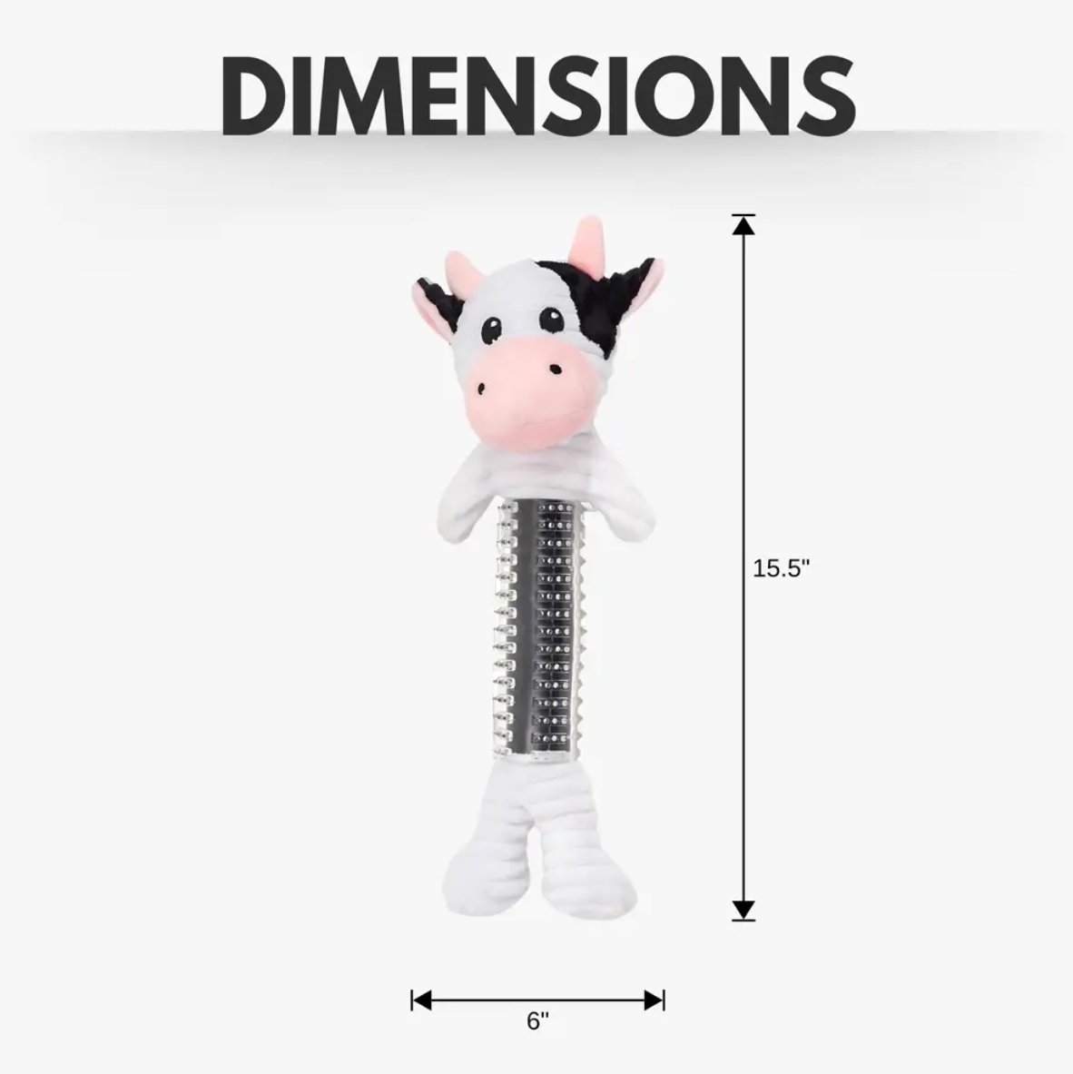 Black and white cow corduroy plush squeaky dog toy