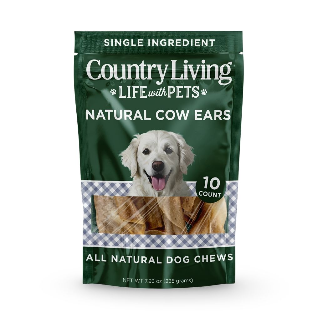 Country Living natural cow ears for dogs 10 count bag single ingredient dog chew