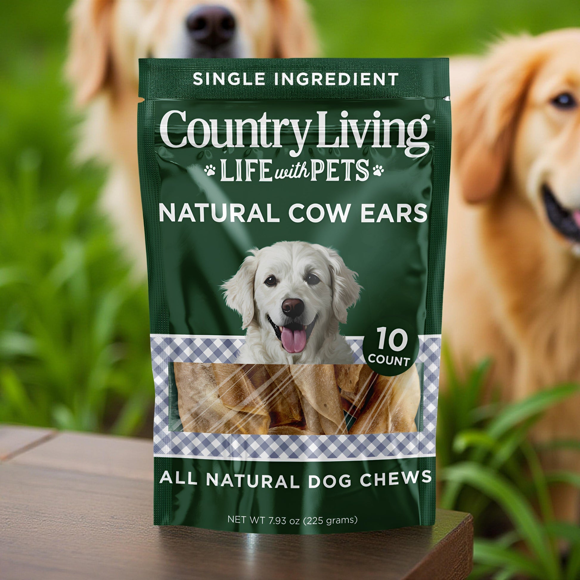 Country Living natural cow ears for dogs 10 count bag single ingredient dog chew