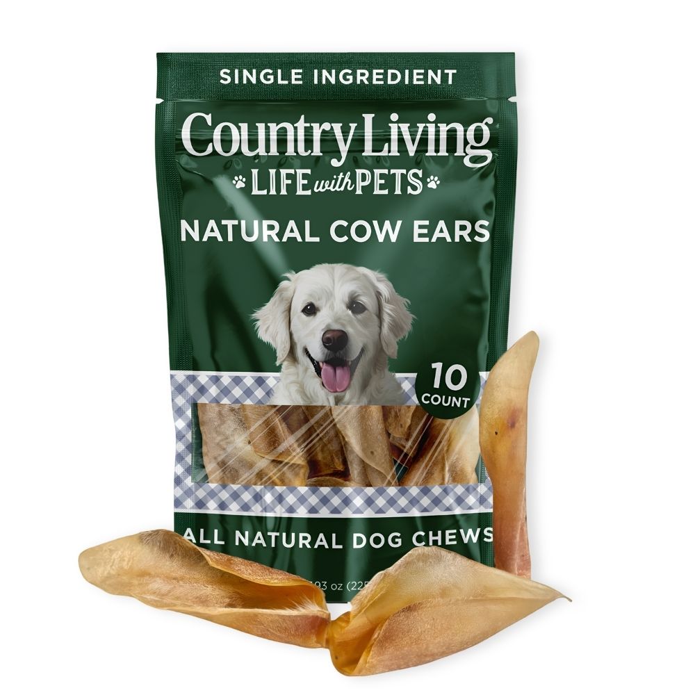 Country Living natural cow ears for dogs 10 count bag single ingredient dog chew