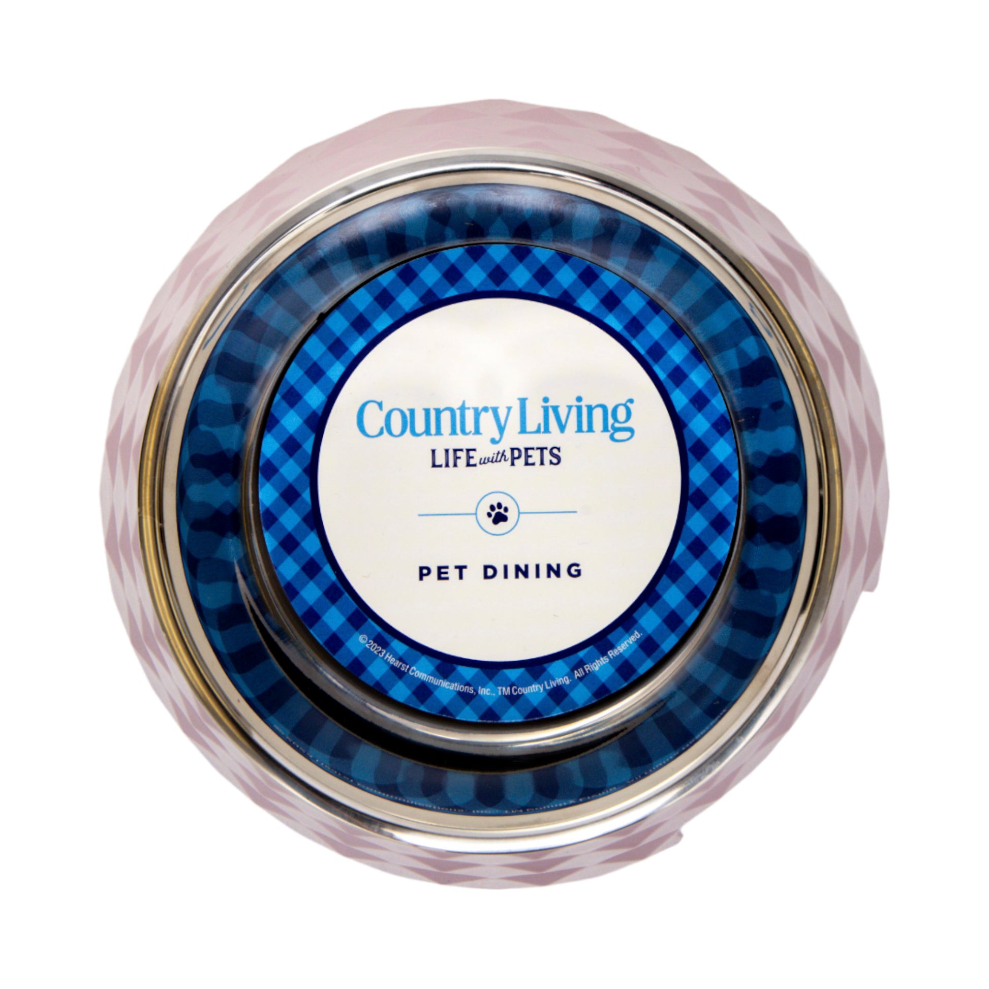 Diamond melamine stainless steel dog bowl in wood rose