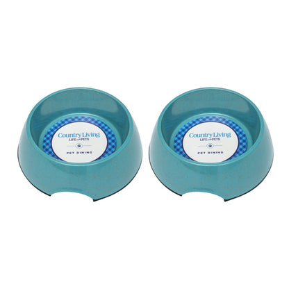 Eco-friendly bamboo dog bowl in teal blue