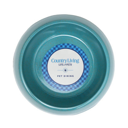 Eco-friendly bamboo dog bowl in teal blue