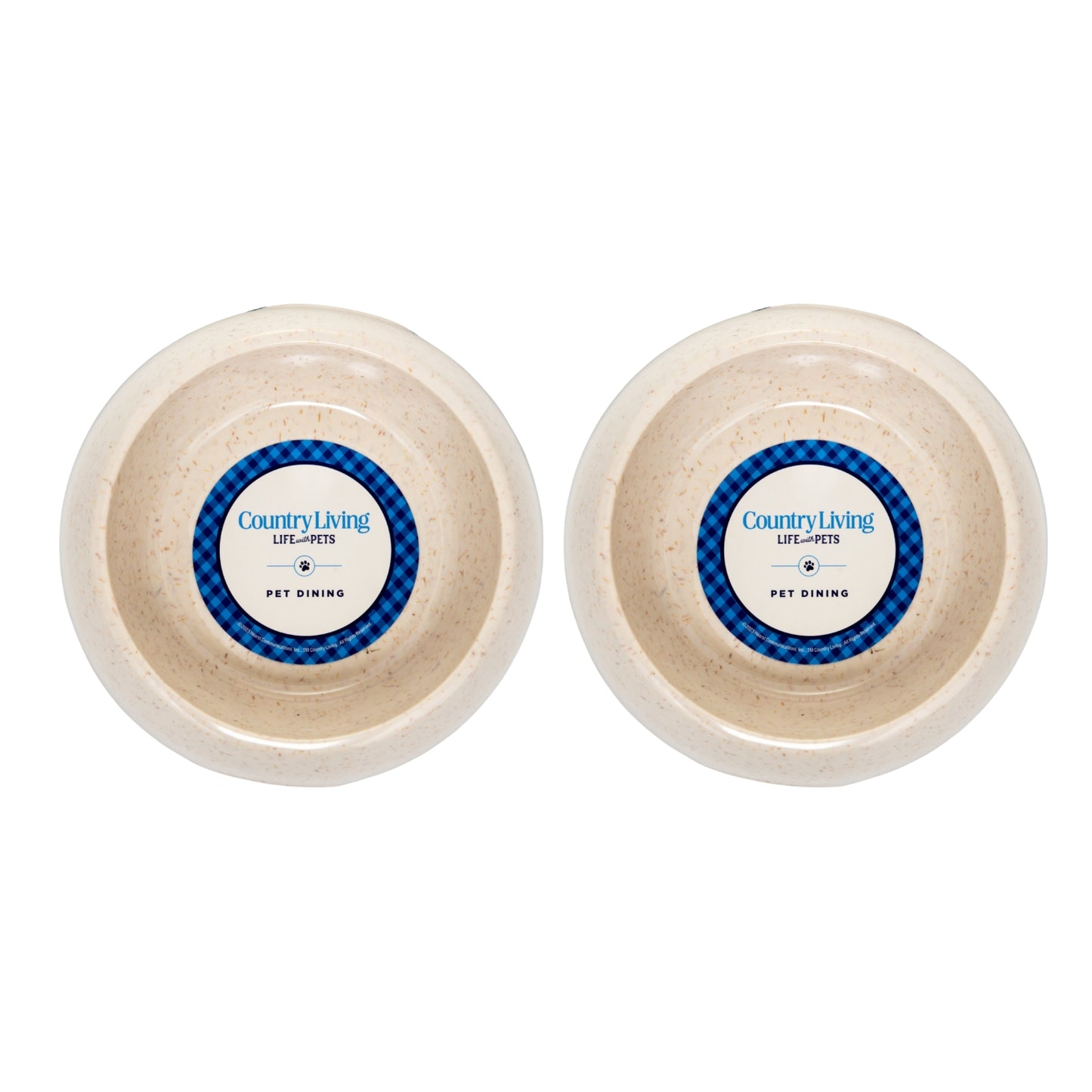 Eco-friendly bamboo dog bowl with white swan design