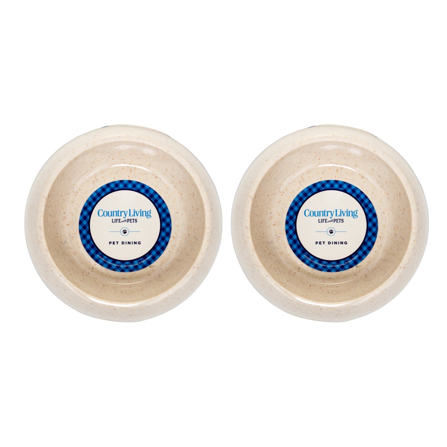 Eco-friendly bamboo dog bowl with white swan design