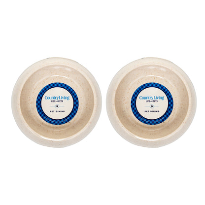 Eco-friendly bamboo dog bowl with white swan design