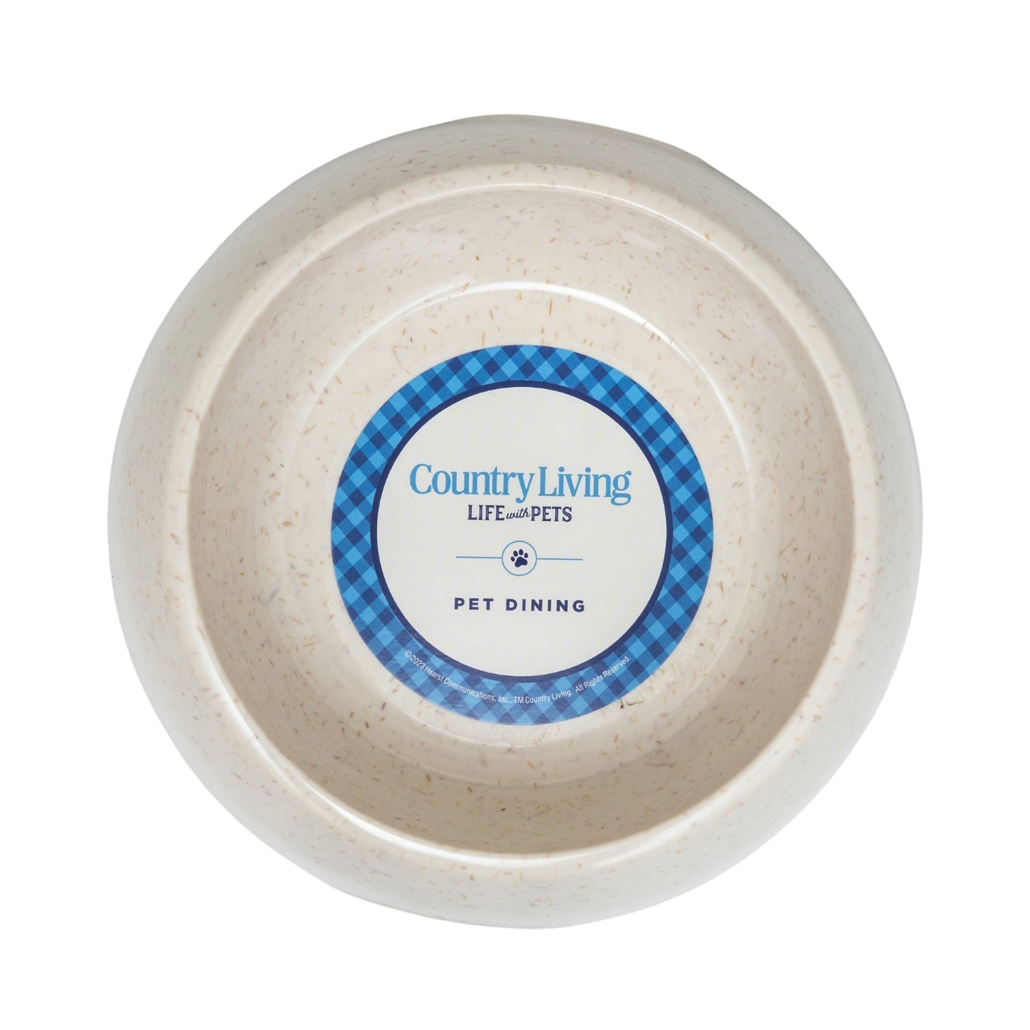 Eco-friendly bamboo dog bowl with white swan design