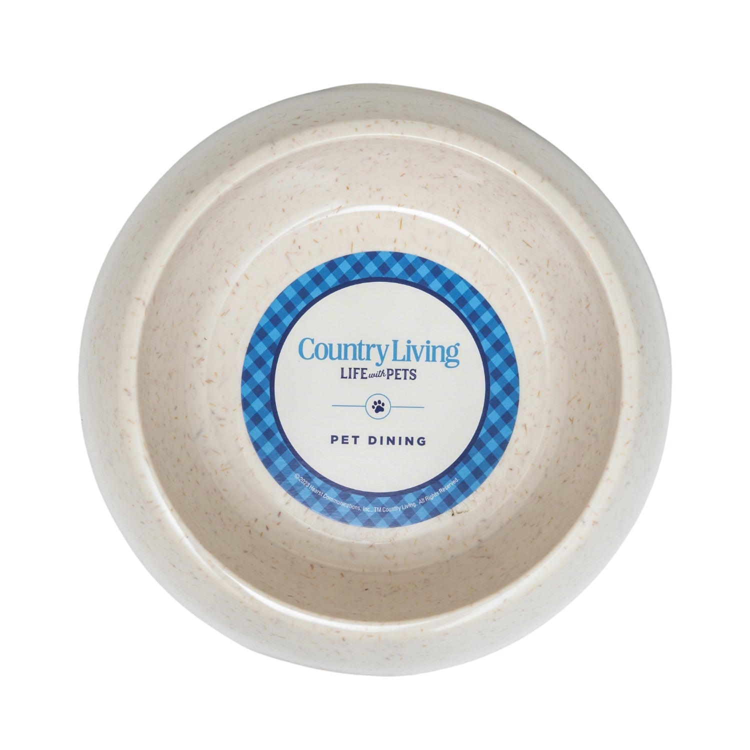Eco-friendly bamboo dog bowl with white swan design