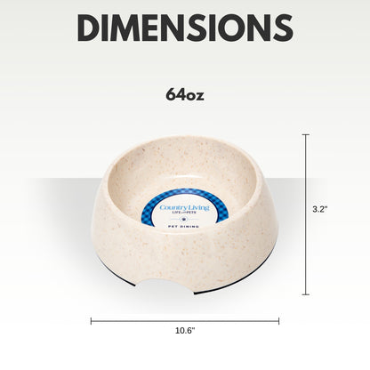 Eco-friendly bamboo dog bowl with white swan design