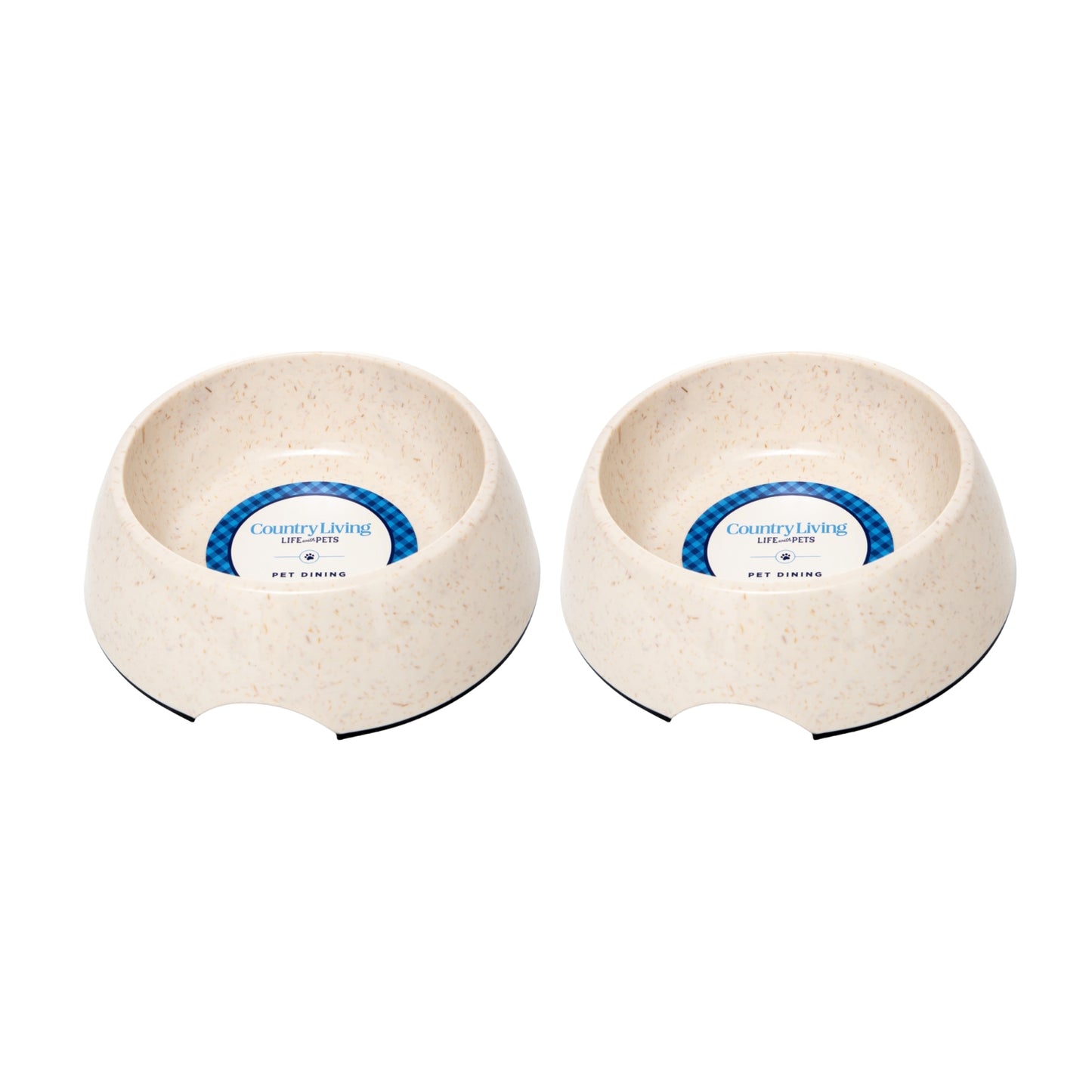 Eco-friendly bamboo dog bowl with white swan design
