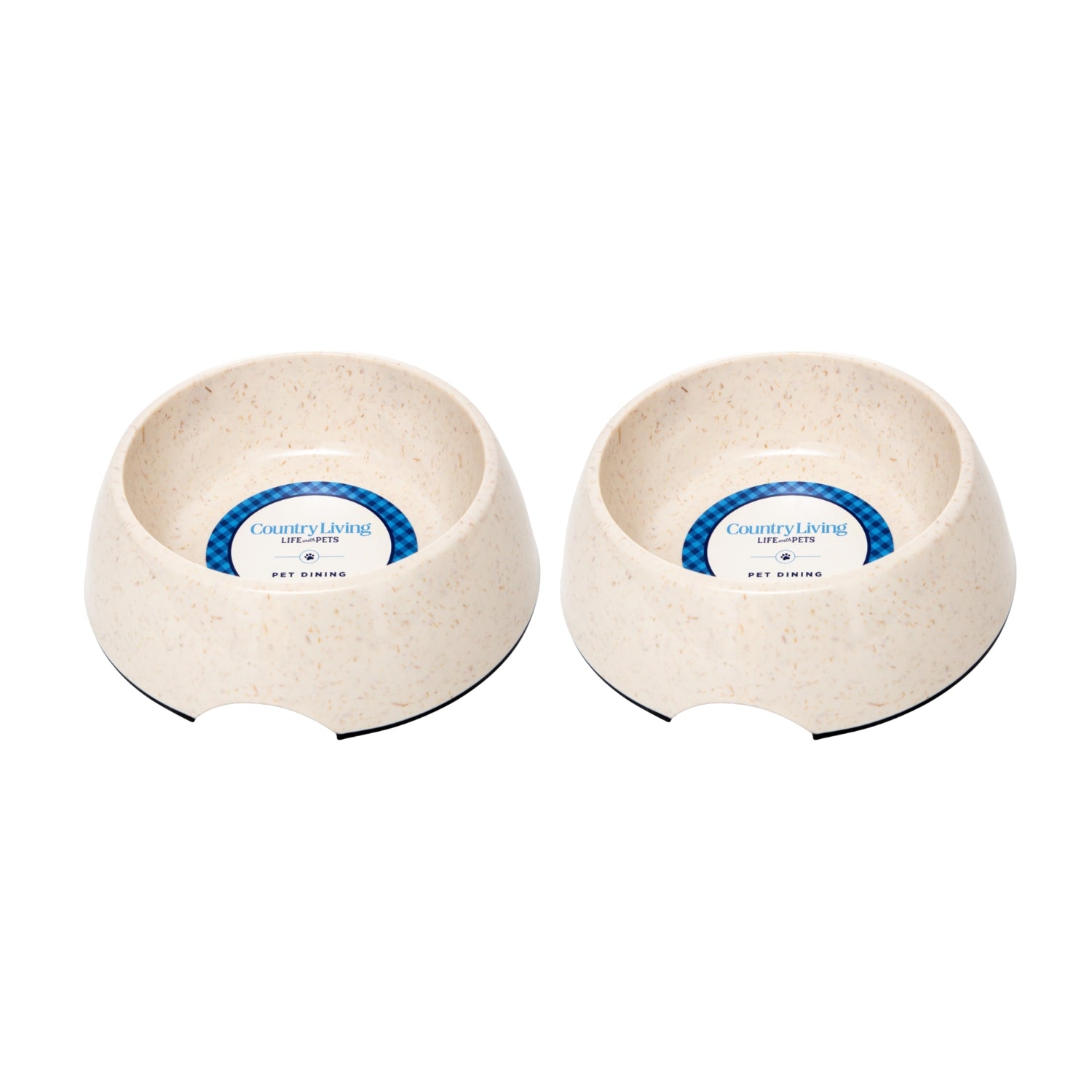 Eco-friendly bamboo dog bowl with white swan design