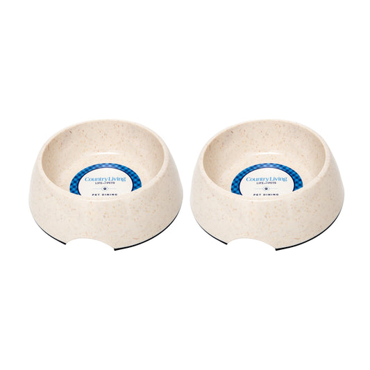 Eco-friendly bamboo dog bowl with white swan design
