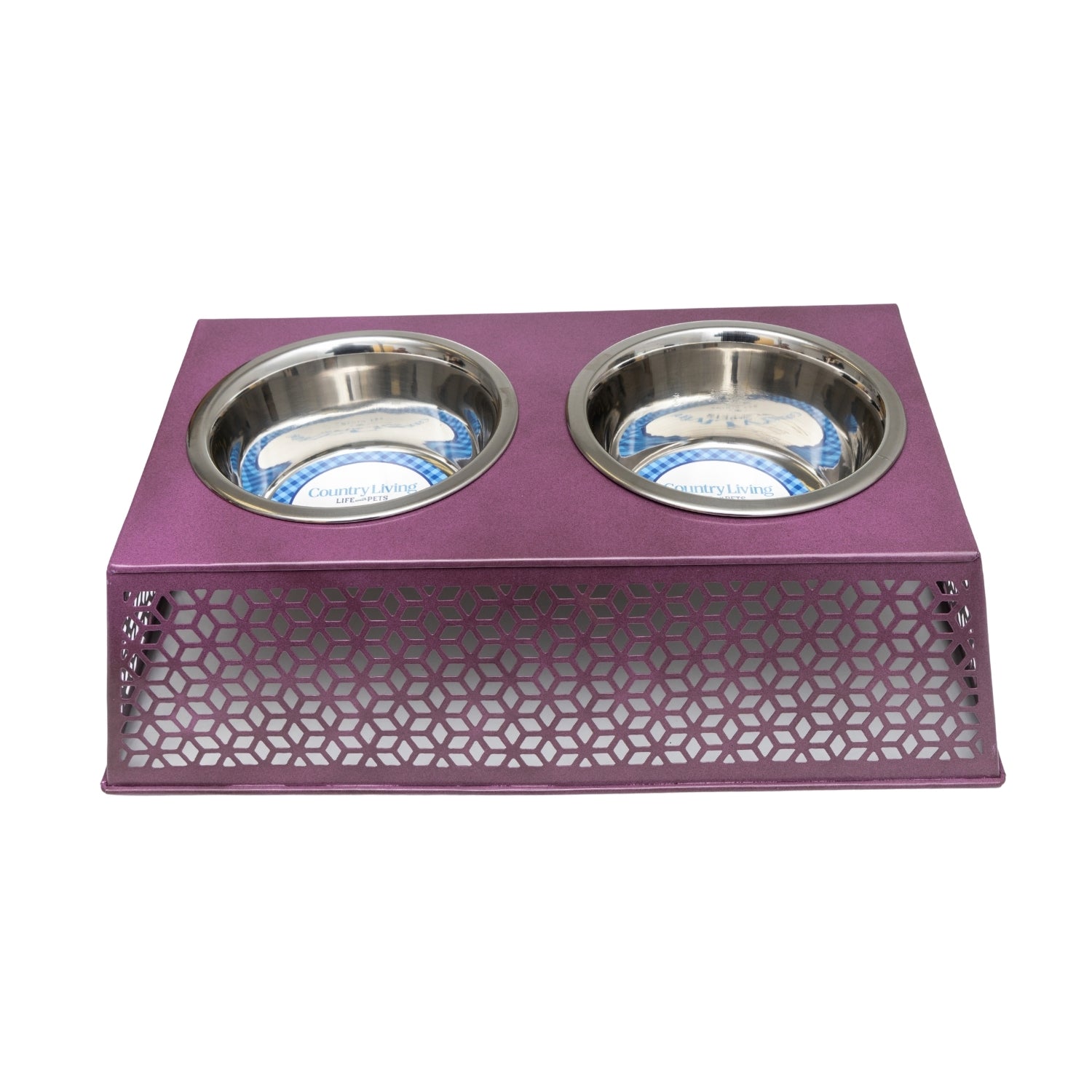 Eco-friendly elevated country dog feeder in plum wine