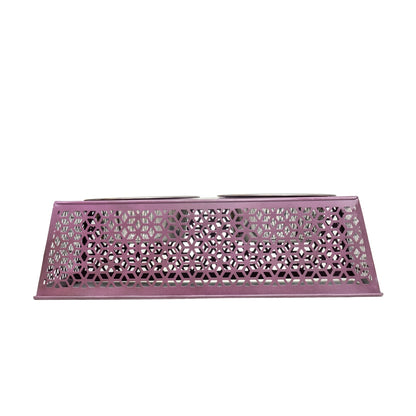 Eco-friendly elevated country dog feeder in plum wine