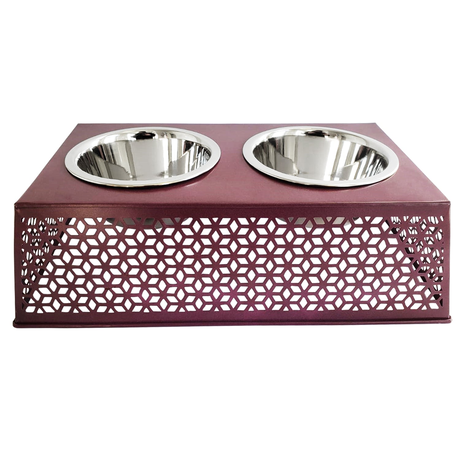 Eco-friendly elevated country dog feeder in plum wine