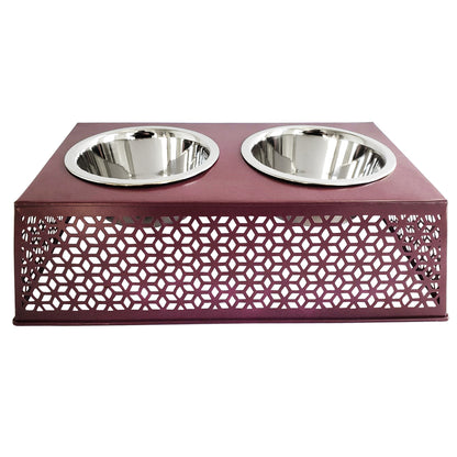Eco-friendly elevated country dog feeder in plum wine