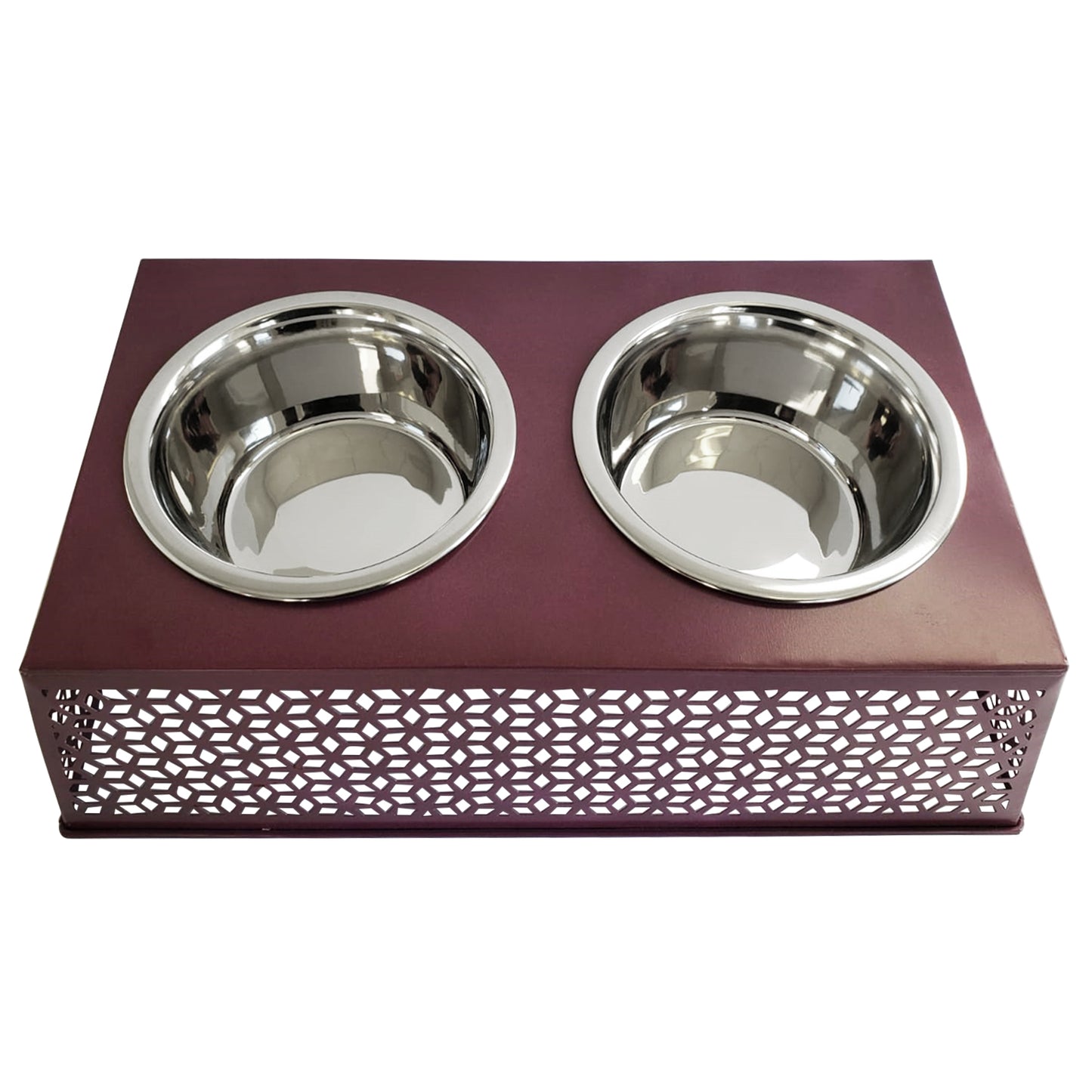 Eco-friendly elevated country dog feeder in plum wine