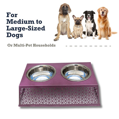 Eco-friendly elevated country dog feeder in plum wine