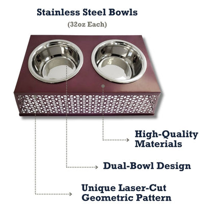 Eco-friendly elevated country dog feeder in plum wine