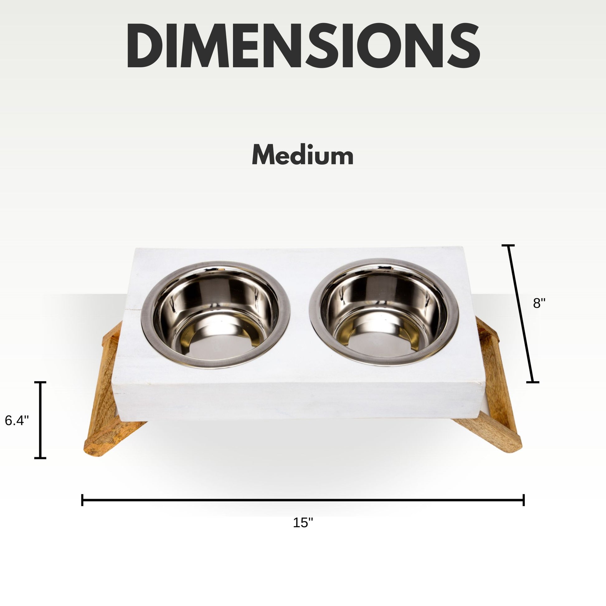 Eco-friendly elevated wood dog feeder in distressed white