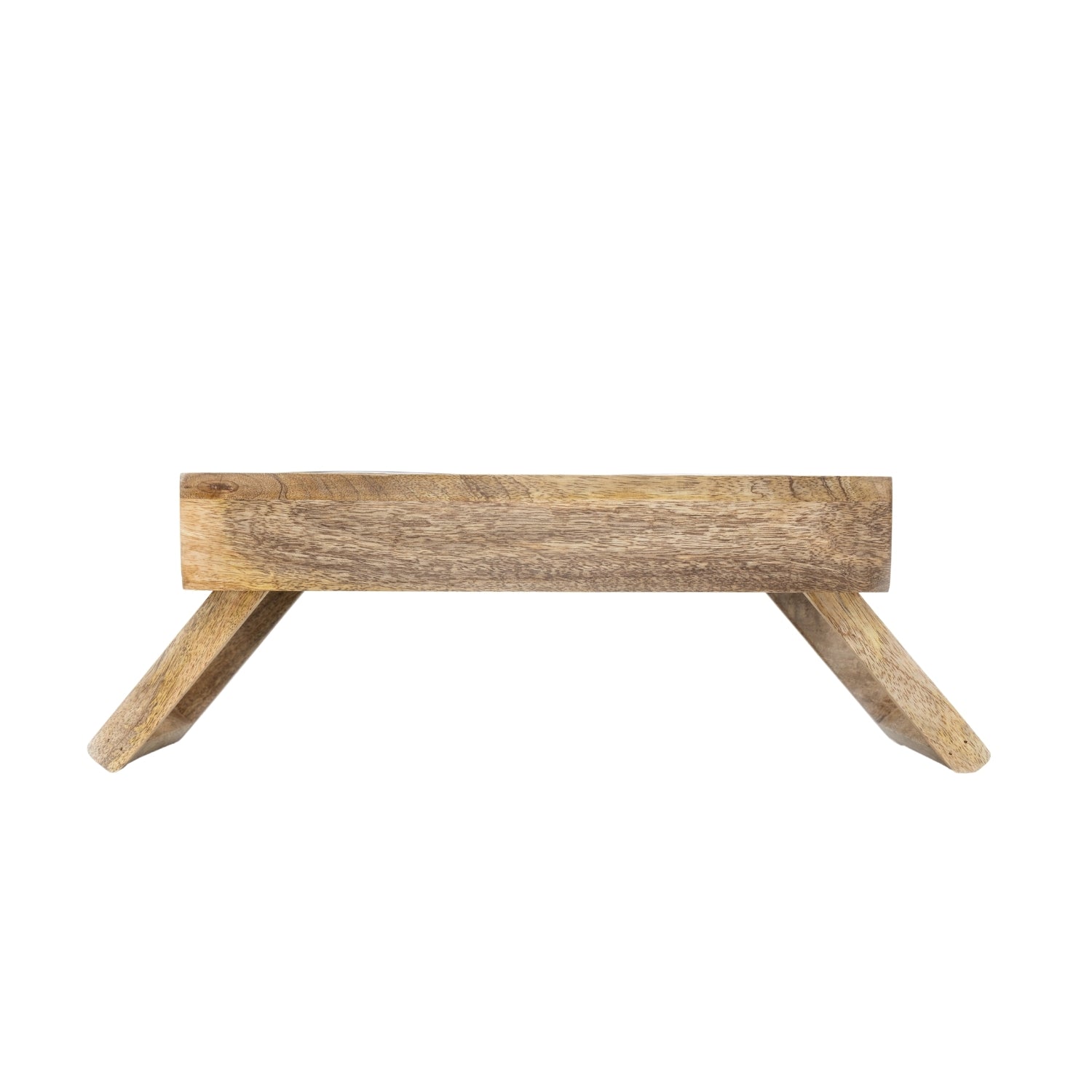 Eco-friendly elevated wood dog feeder in natural wood finish