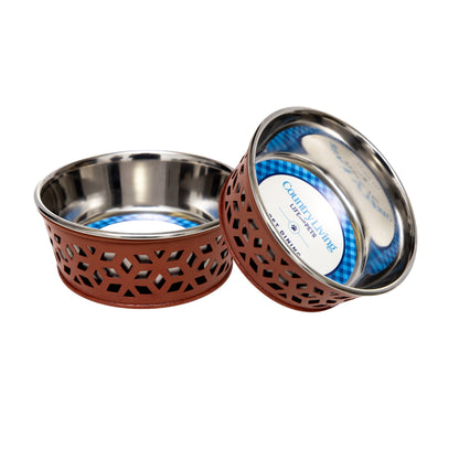 Eco-friendly stainless steel farmhouse dog bowl in apricot