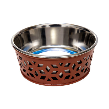 Eco-friendly stainless steel farmhouse dog bowl in apricot