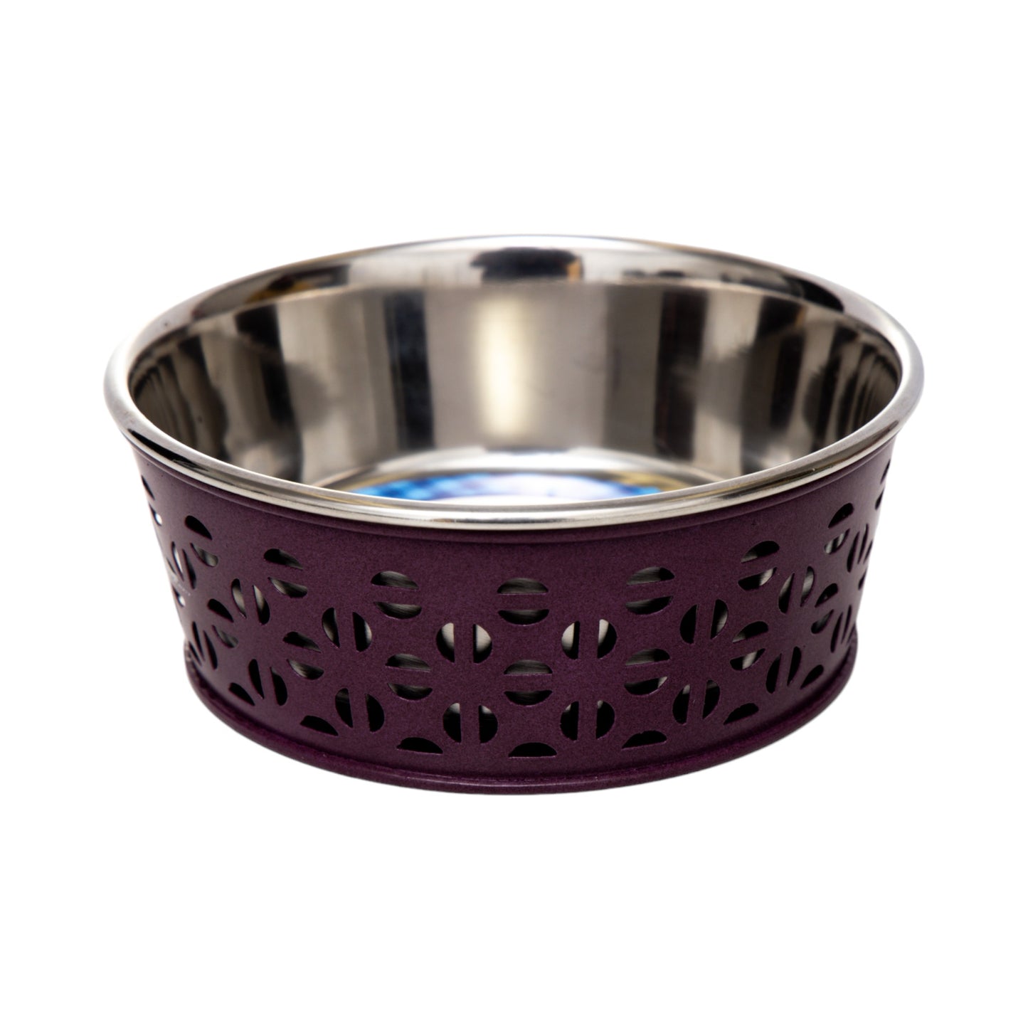 Eco-friendly stainless steel farmhouse dog bowl in plum wine