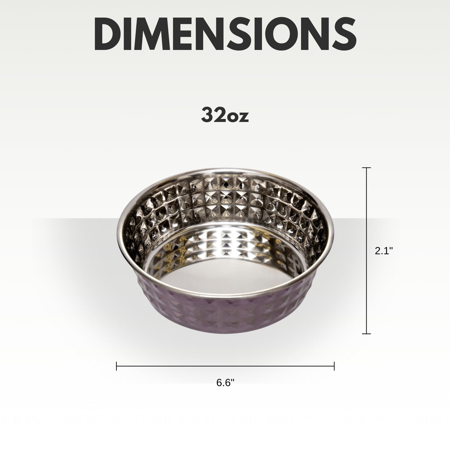 Lavender-tinted hammered stainless steel dog bowl