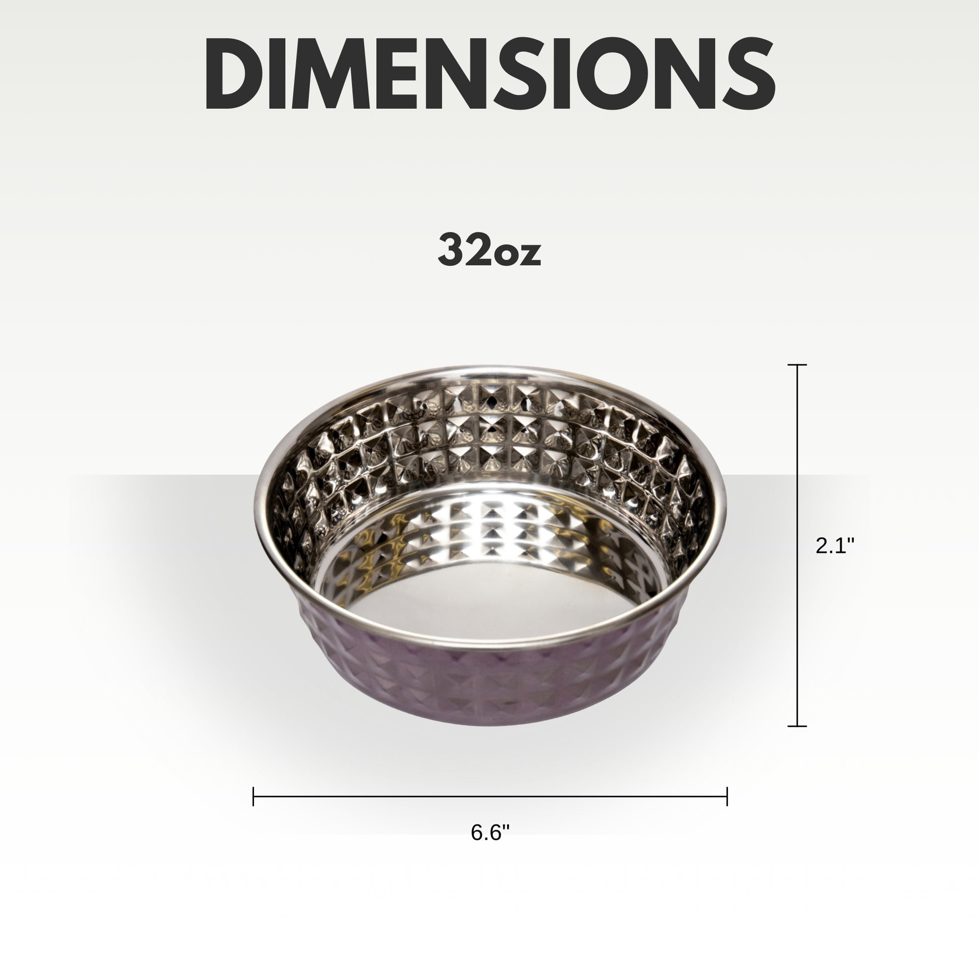 Lavender-tinted hammered stainless steel dog bowl