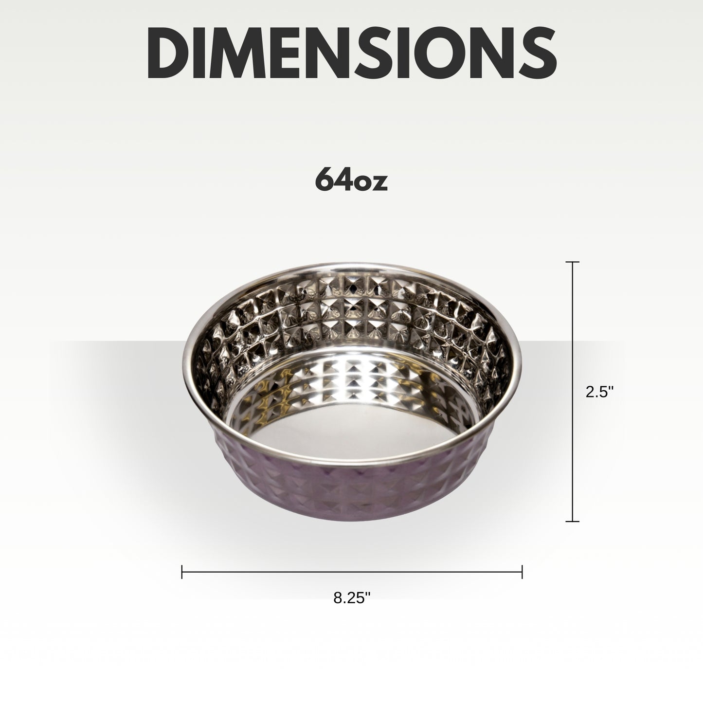 Lavender-tinted hammered stainless steel dog bowl