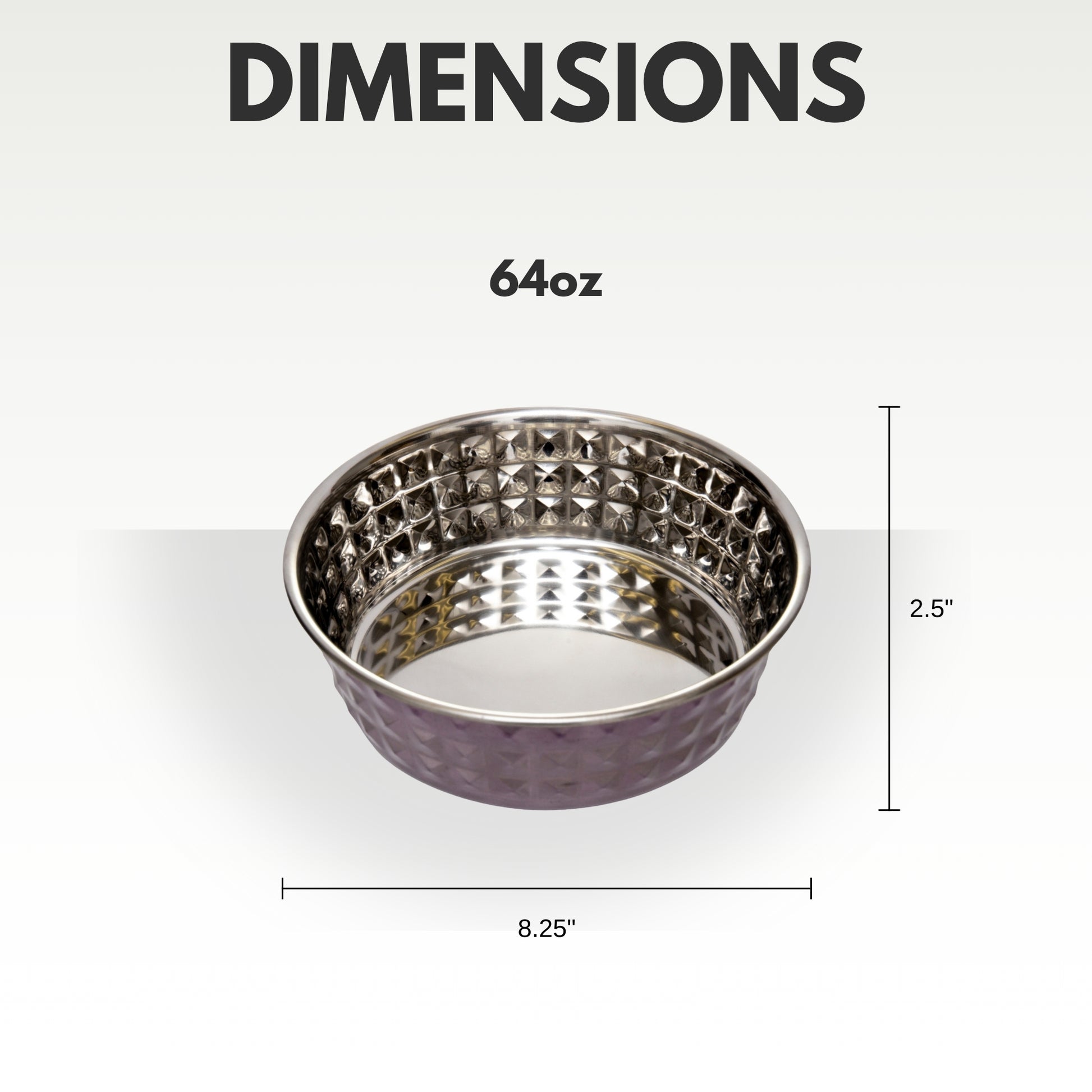 Lavender-tinted hammered stainless steel dog bowl