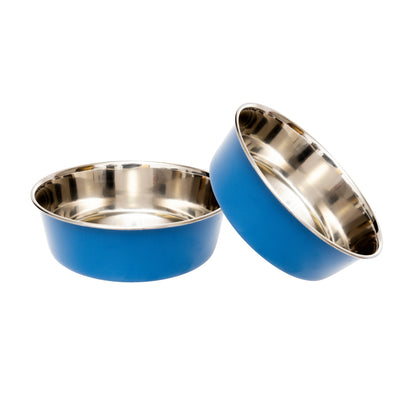 Heavy gauge stainless steel dog bowl with anti-slip base