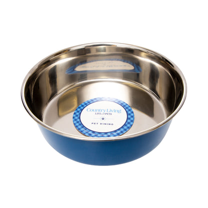 Heavy gauge stainless steel dog bowl with anti-slip base