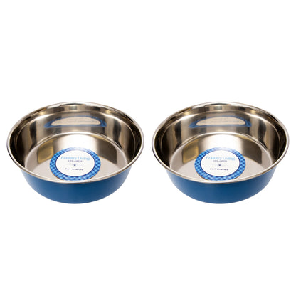 Heavy gauge stainless steel dog bowl with anti-slip base