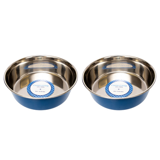 Heavy gauge stainless steel dog bowl with anti-slip base