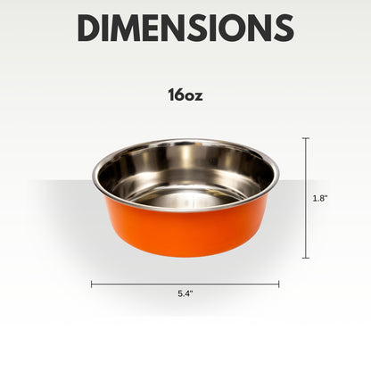 Heavy gauge stainless steel dog bowl with anti-slip base