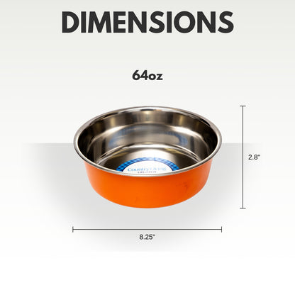 Heavy gauge stainless steel dog bowl with anti-slip base