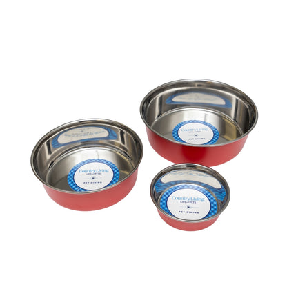 Heavy gauge stainless steel dog bowl with anti-slip base