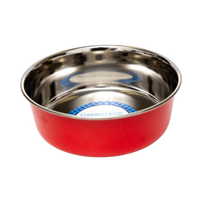 Heavy gauge stainless steel dog bowl with anti-slip base
