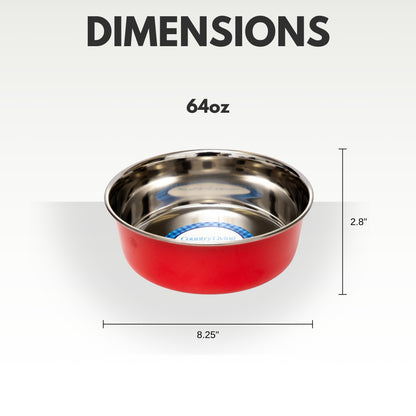 Heavy gauge stainless steel dog bowl with anti-slip base