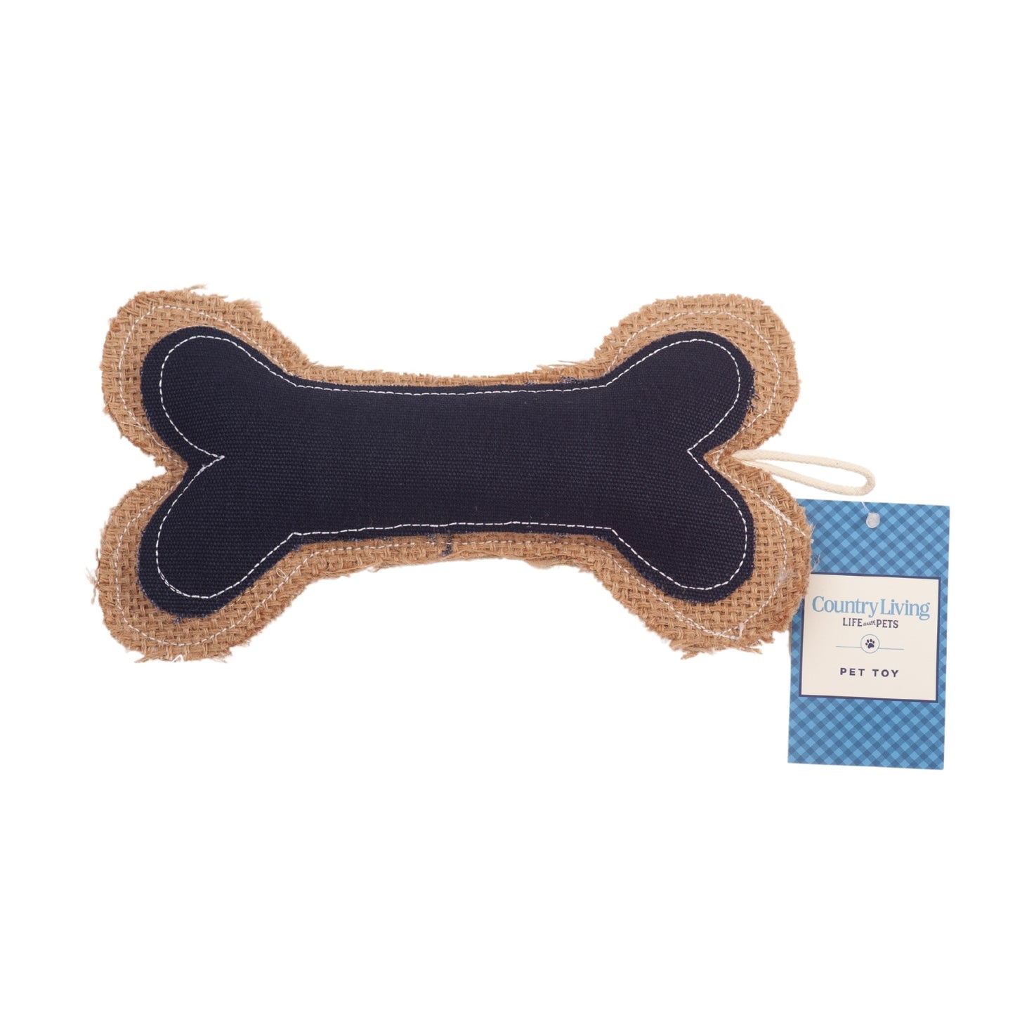 Leather and jute bone pillow dog chew toy