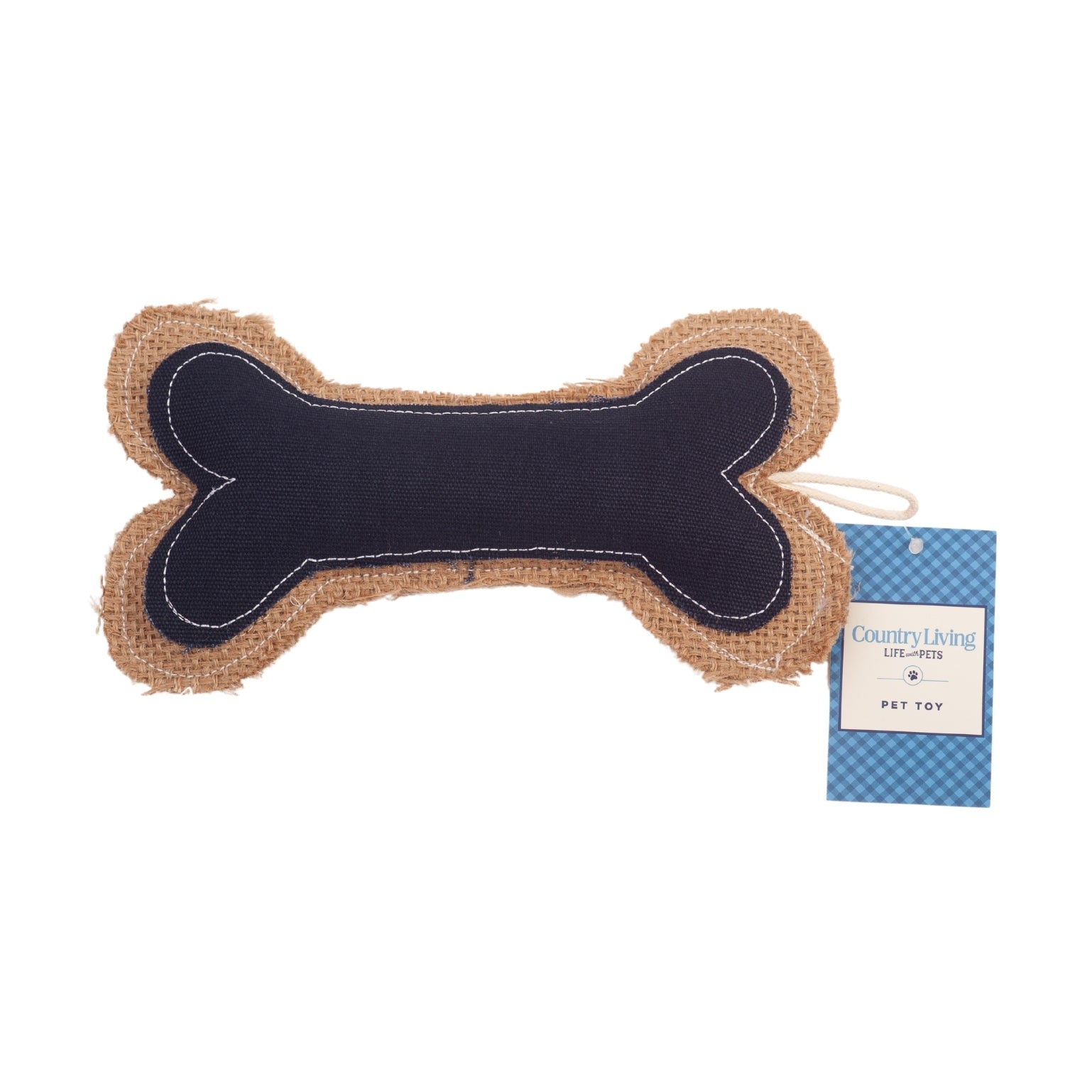 Leather and jute bone pillow dog chew toy