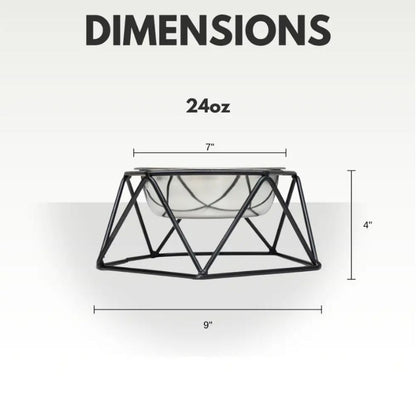 Modern geometric elevated single dog bowl feeder